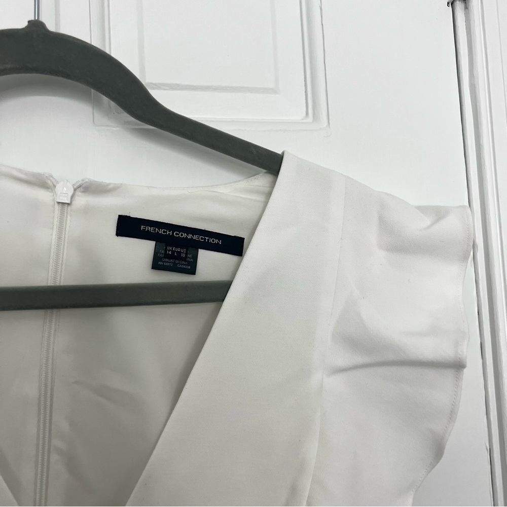 French Connection Whisper Ruffle Mini Dress white graduation dress vneck ruffles - Picture 8 of 16